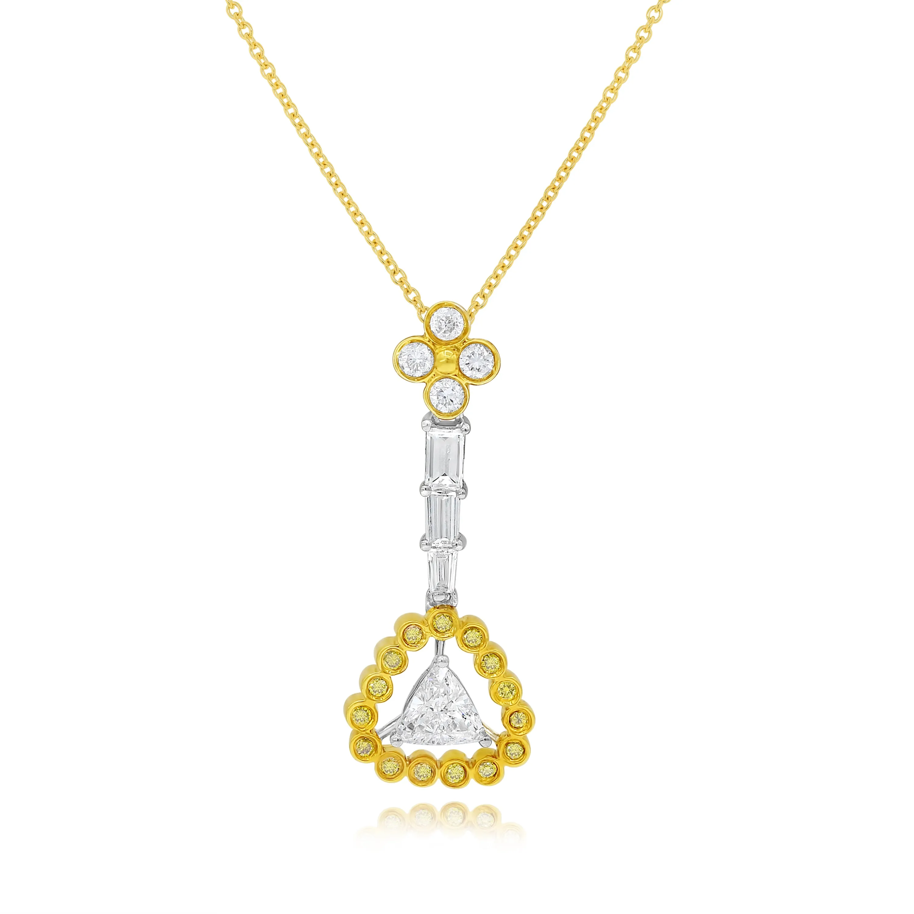 0.70ct White and 0.09ct Yellow Diamond Pendant set in 18KT White and Yellow Gold / P6167