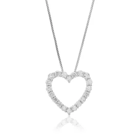 1 cttw Lab Grown Diamond Heart Pendant Necklace .925 Sterling Silver 2/3 Inch with 18 Inch Chain