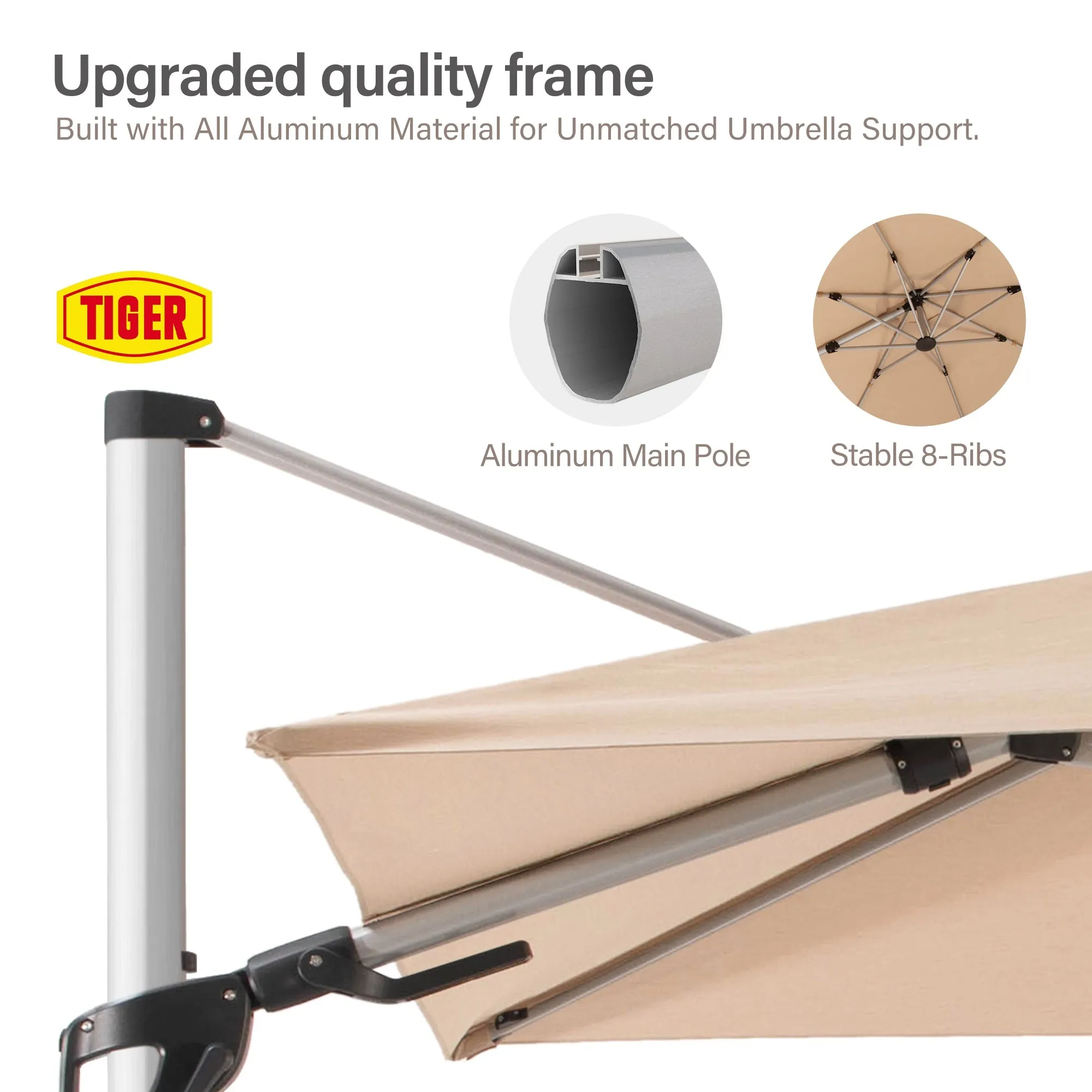 10' Square LED Cantilever Umbrella