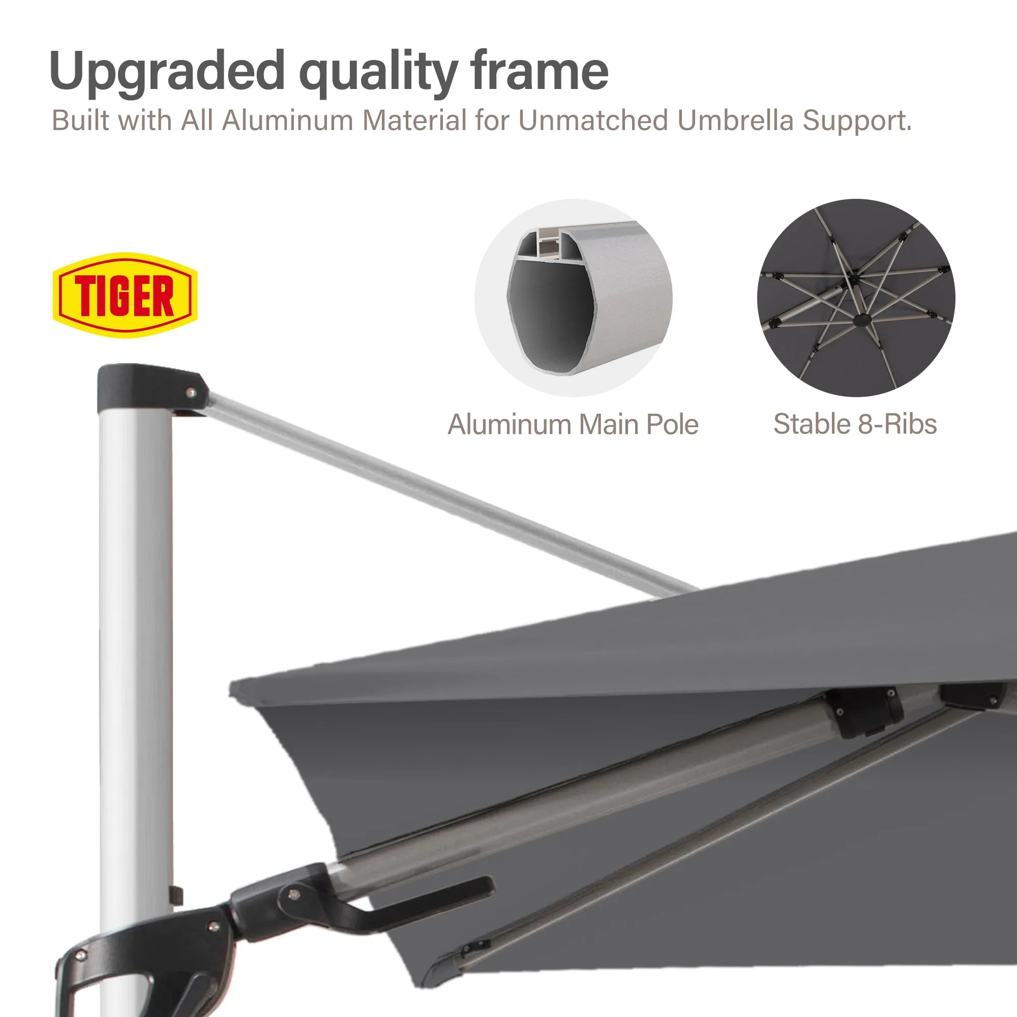 10' Square LED Cantilever Umbrella
