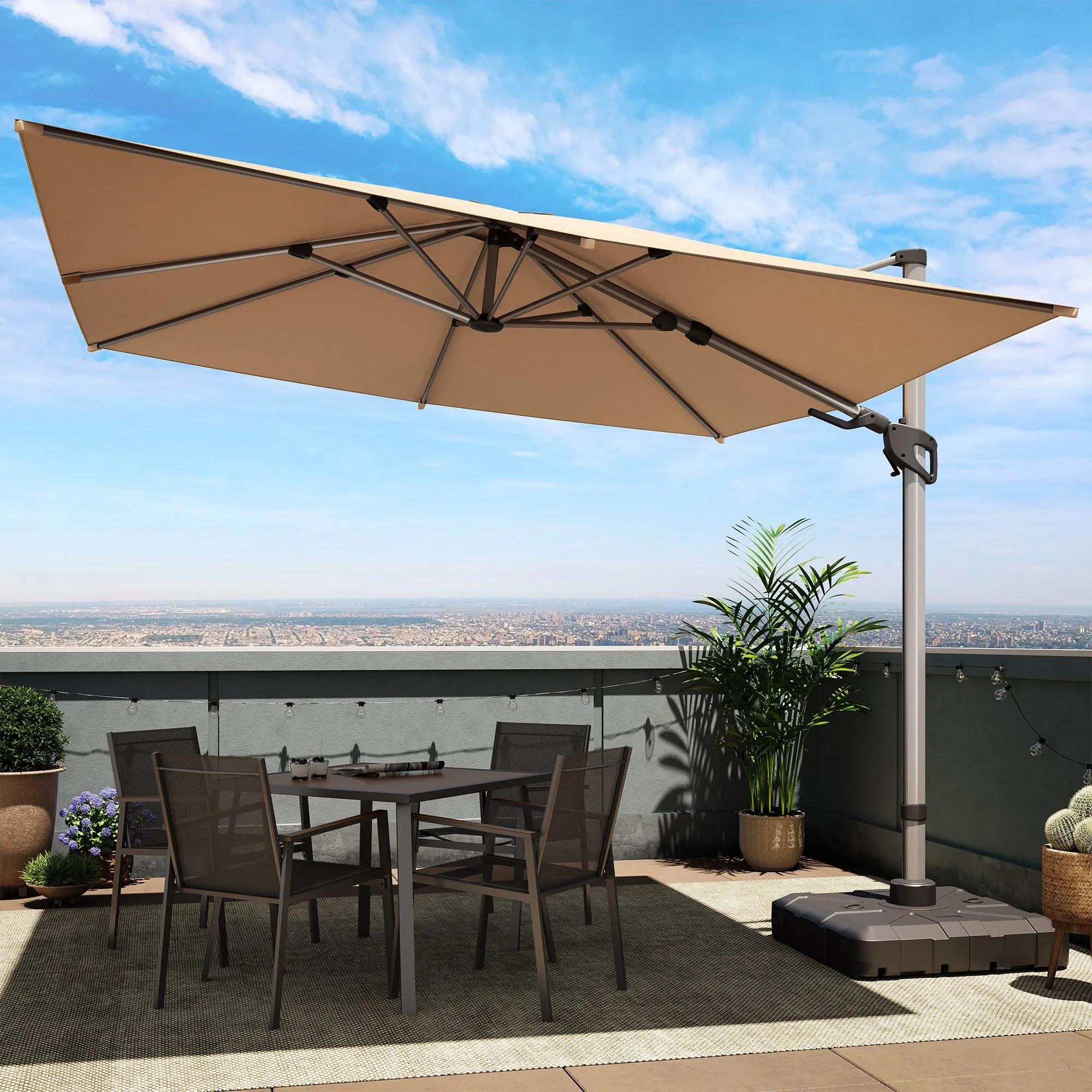 10' Square LED Cantilever Umbrella