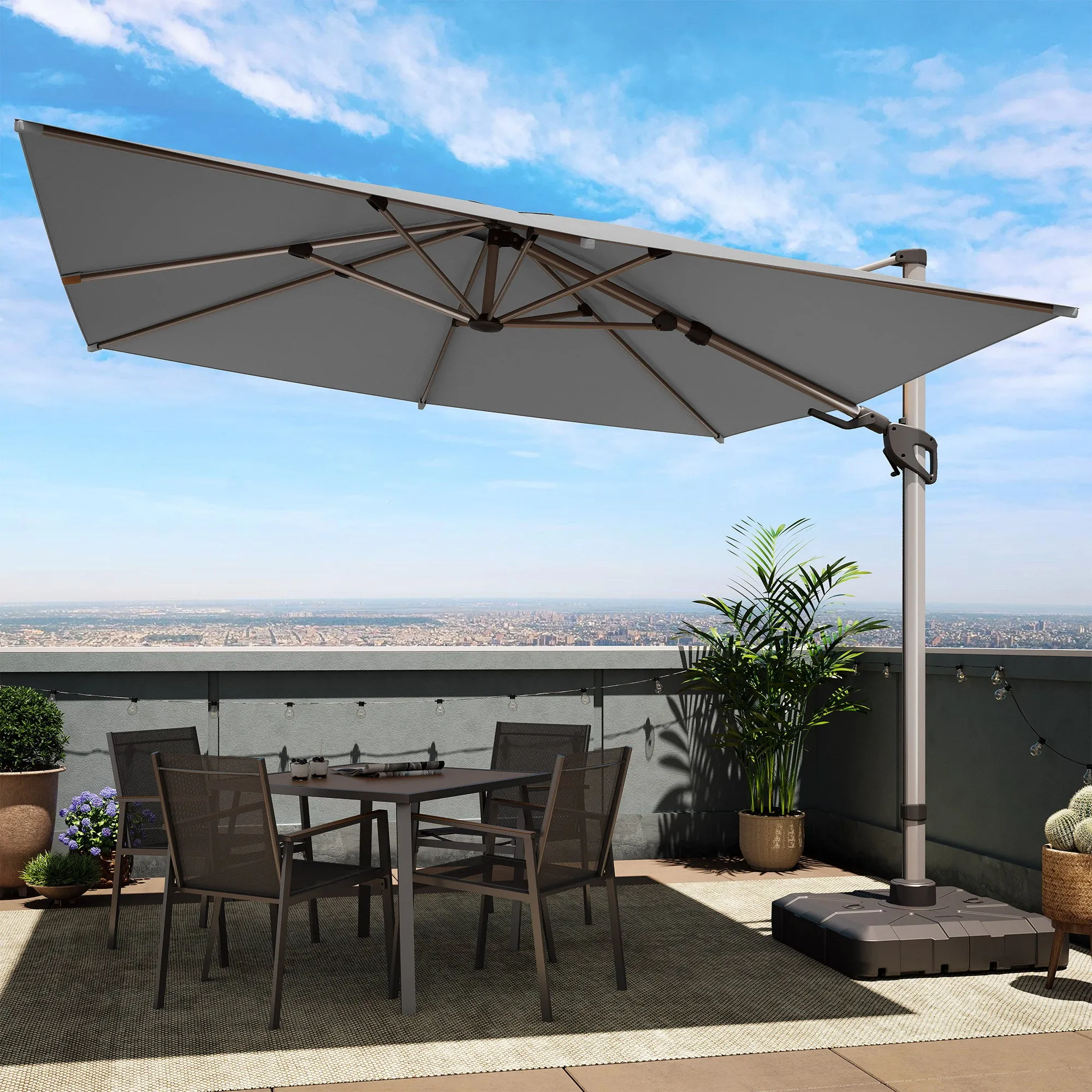10' Square LED Cantilever Umbrella