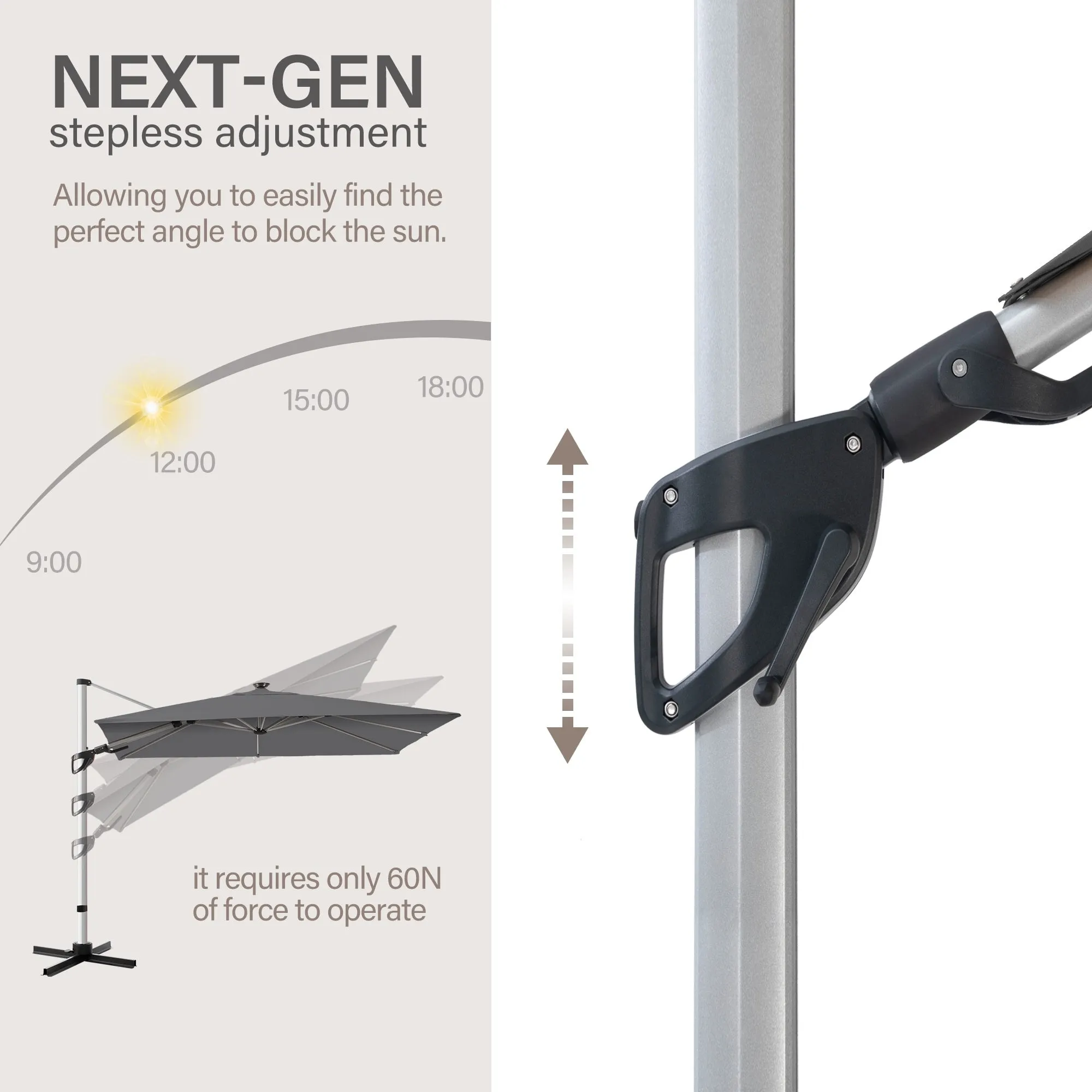 10' Square LED Cantilever Umbrella