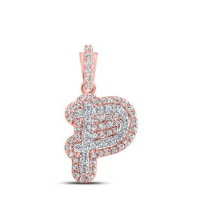 10kt Rose Gold Men's Diamond P Initial Charm Pendant - A Captivating Piece of Splendid Jewellery