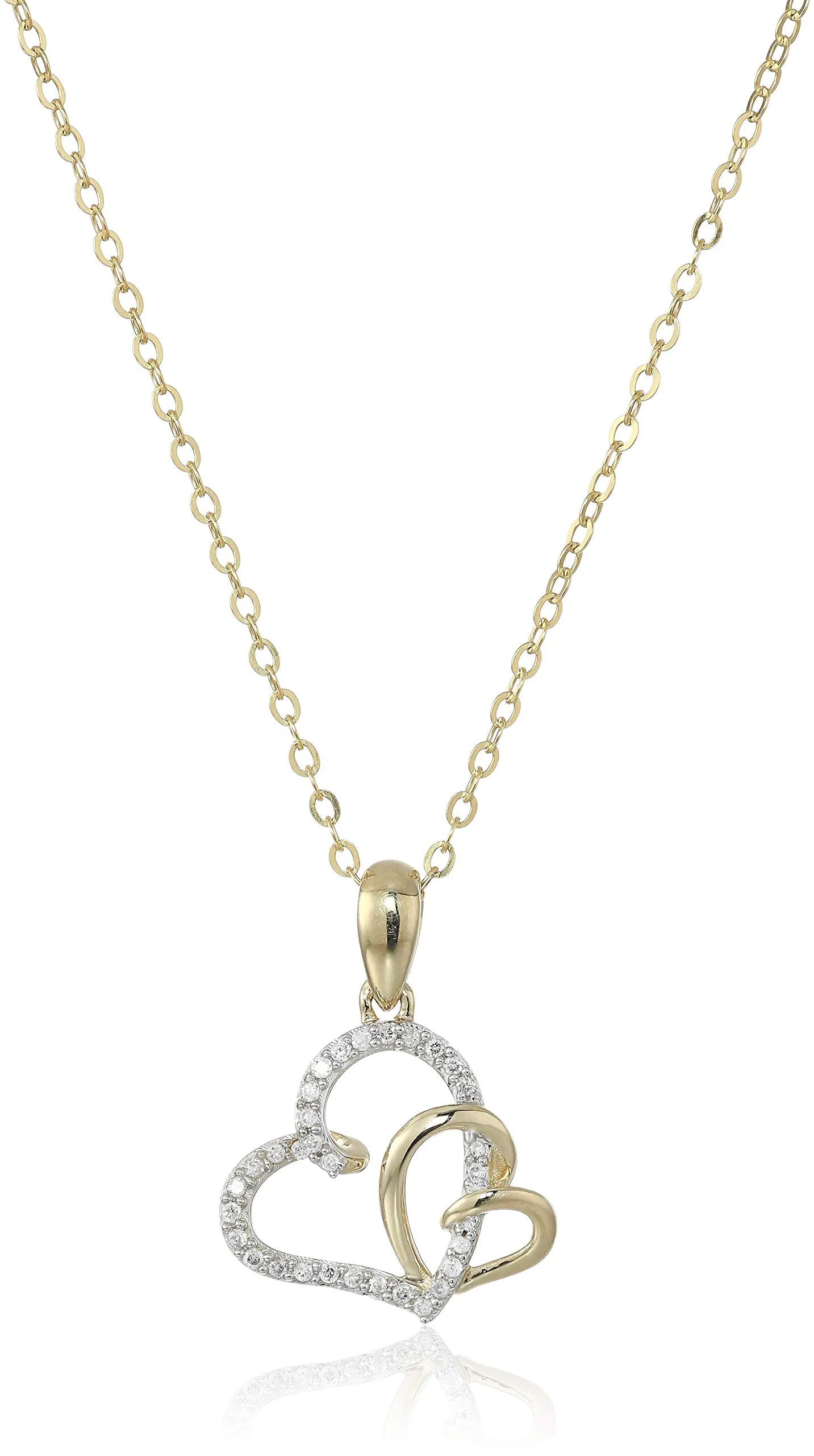 1/10 cttw Diamond Heart Pendant In 14K Yellow Gold with 18 Inch Chain