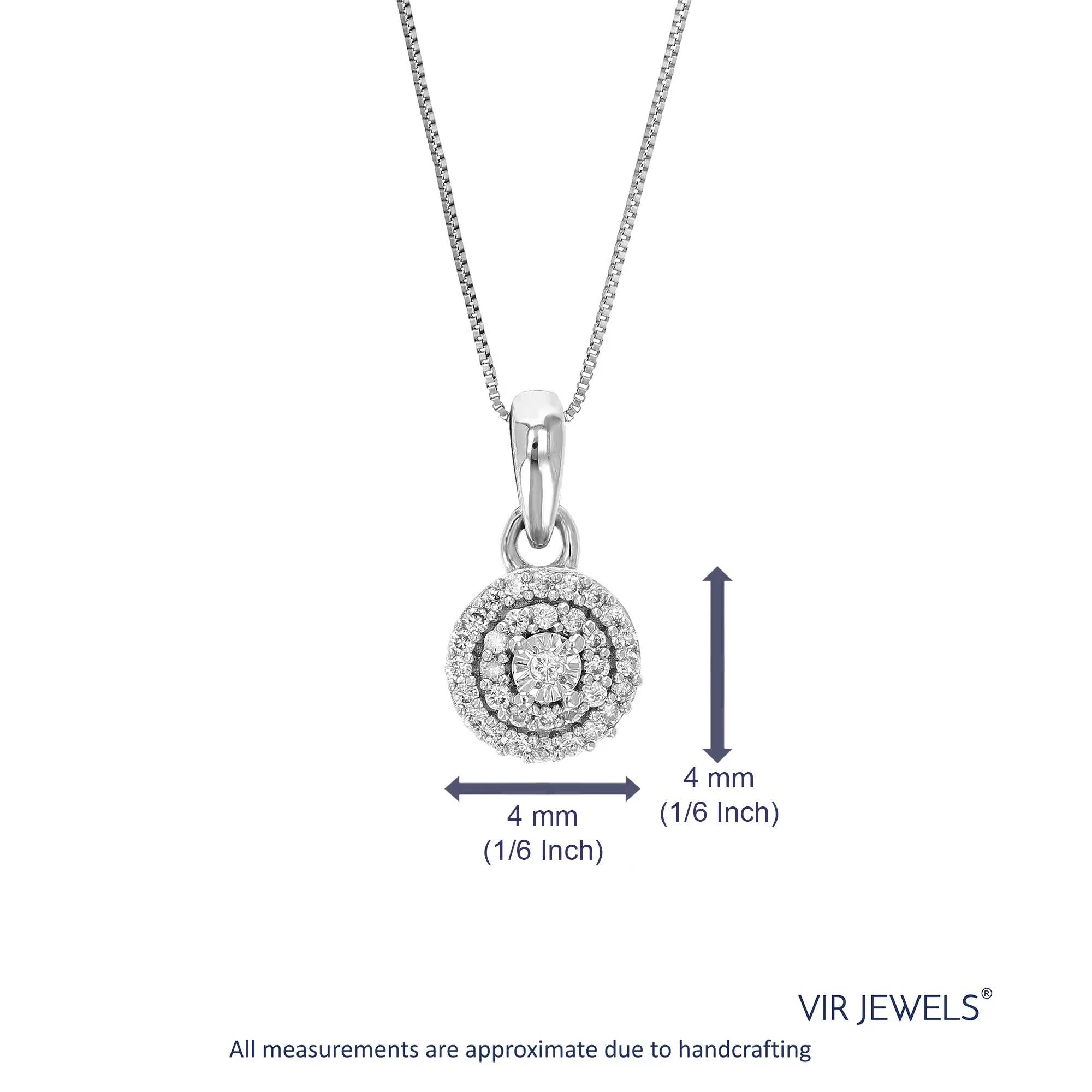 1/16 cttw Lab Grown Diamond Fashion Pendant Necklace .925 Sterling Silver 2/5 Inch with 18 Inch Chain