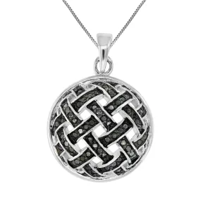 1/2 cttw Black Diamond Circle Pendant Necklace .925 Sterling Silver With Chain
