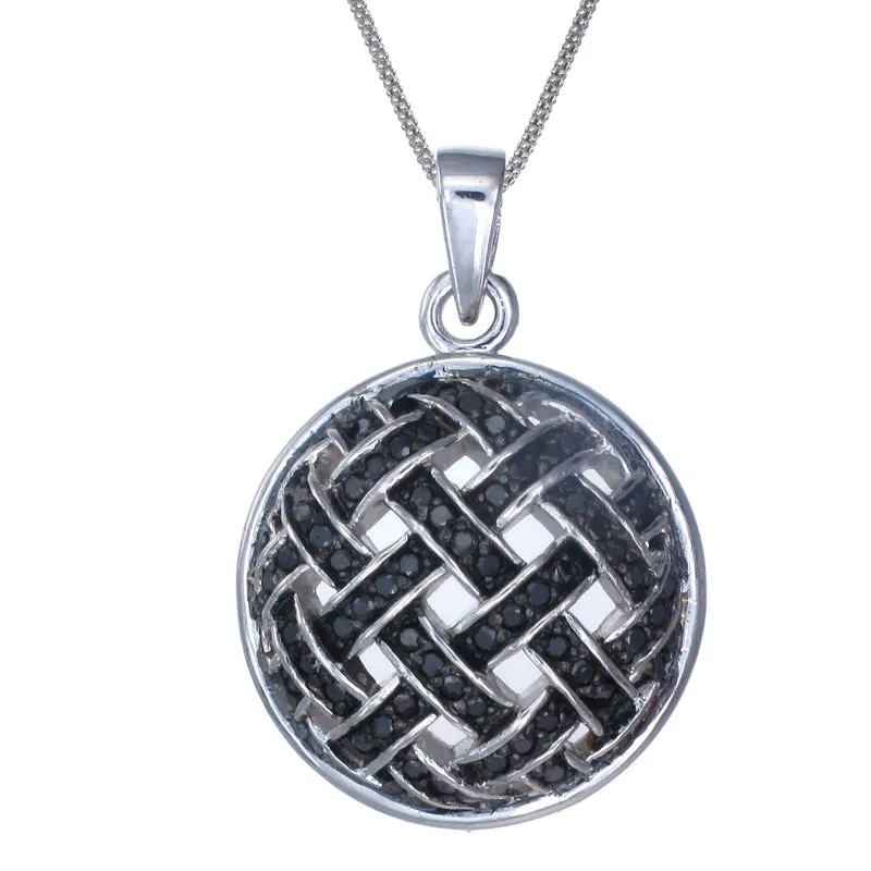 1/2 cttw Black Diamond Circle Pendant Necklace .925 Sterling Silver With Chain