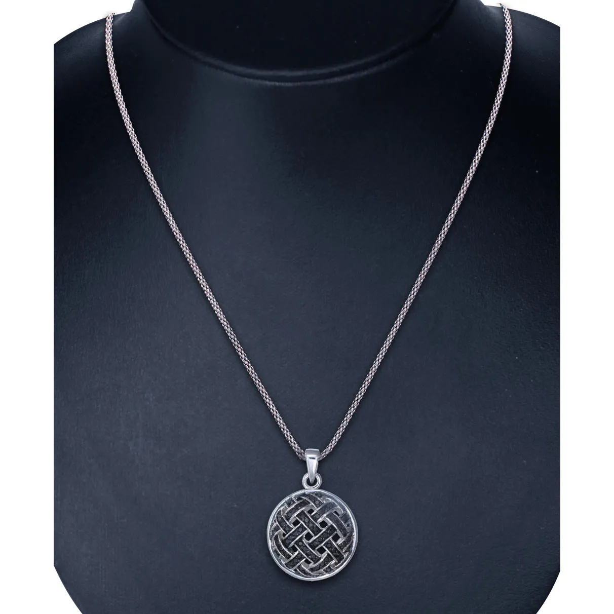 1/2 cttw Black Diamond Circle Pendant Necklace .925 Sterling Silver With Chain