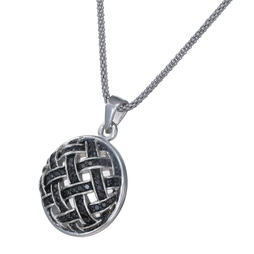 1/2 cttw Black Diamond Circle Pendant Necklace .925 Sterling Silver With Chain