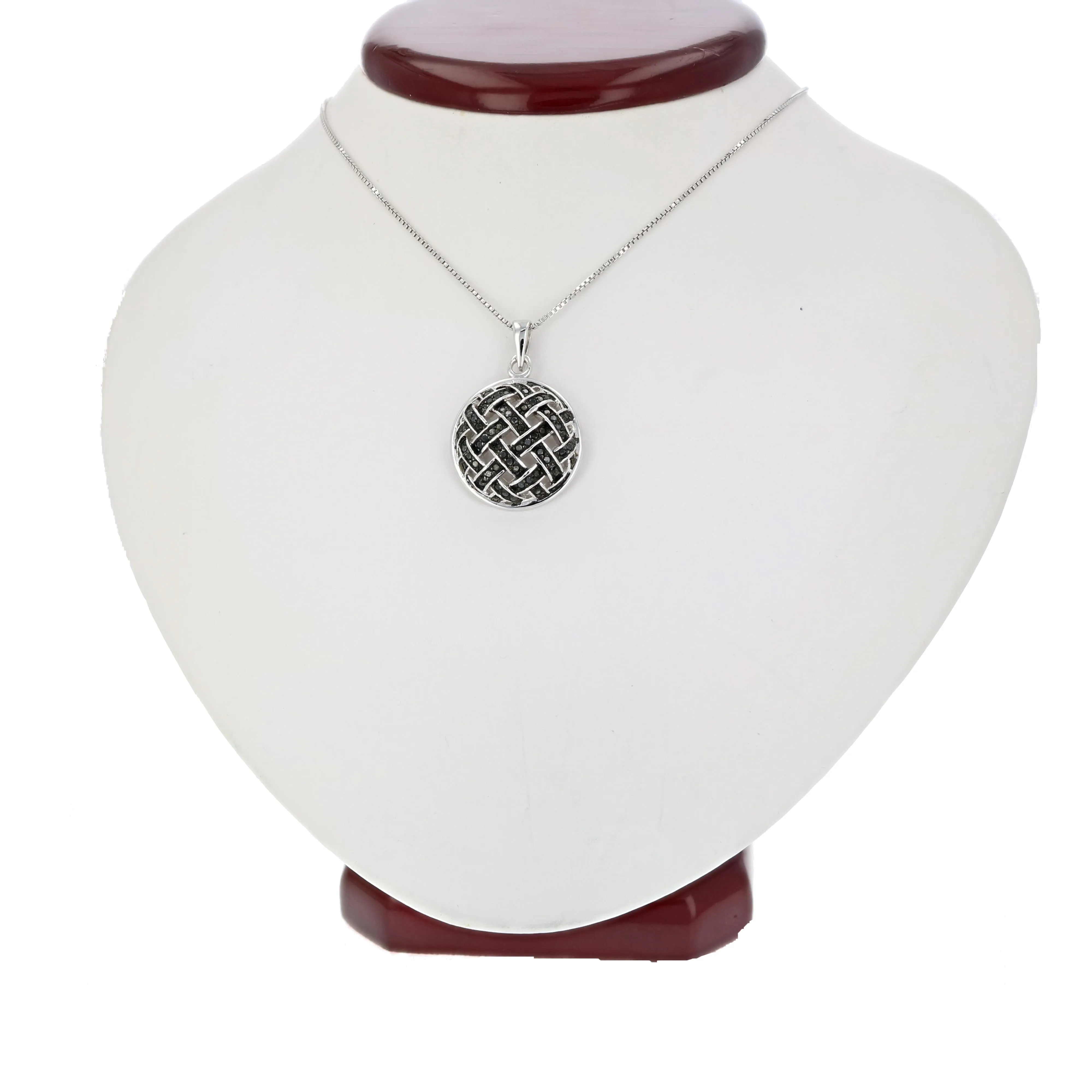 1/2 cttw Black Diamond Circle Pendant Necklace .925 Sterling Silver With Chain