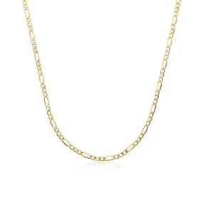 14K Solid Gold Figaro Chain Necklace
