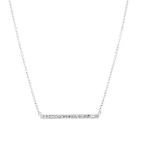 14K White Gold Diamond Short Bar Necklace