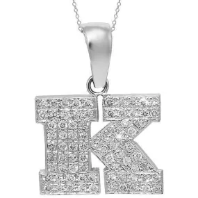 14K White Solid Gold Diamond Initial Letter Pendant 1.50 Ctw