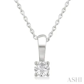 1/6 Ctw Prong Set Round Cut Diamond Solitaire Pendant With Chain in 14K White Gold