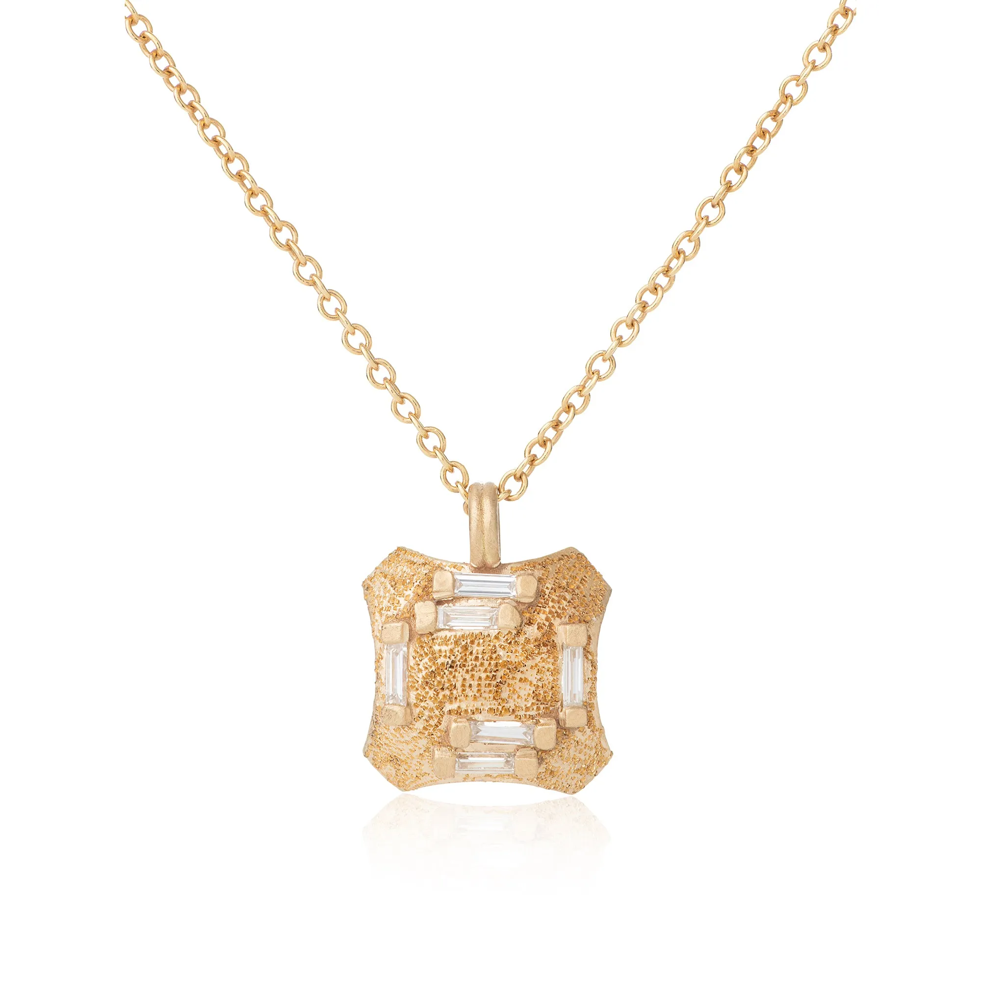 18k Gold Baguette  Diamond Necklace