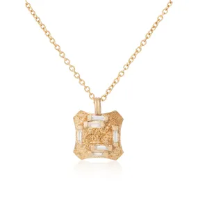 18k Gold Baguette  Diamond Necklace