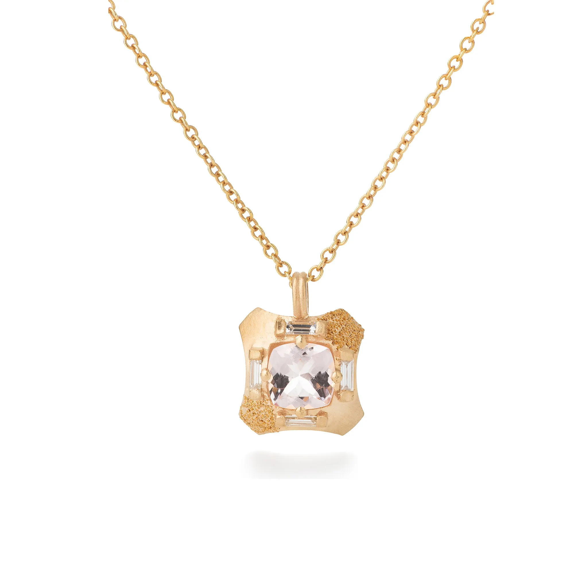 18k Gold purple Morganite Diamond Necklace