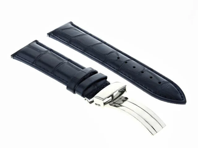 18MM LEATHER WATCH STRAP BAND BUCKLE FOR INVICTA RUSSIAN WATCH DARK DARK BLUE