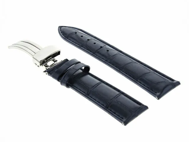 18MM LEATHER WATCH STRAP BAND BUCKLE FOR INVICTA RUSSIAN WATCH DARK DARK BLUE
