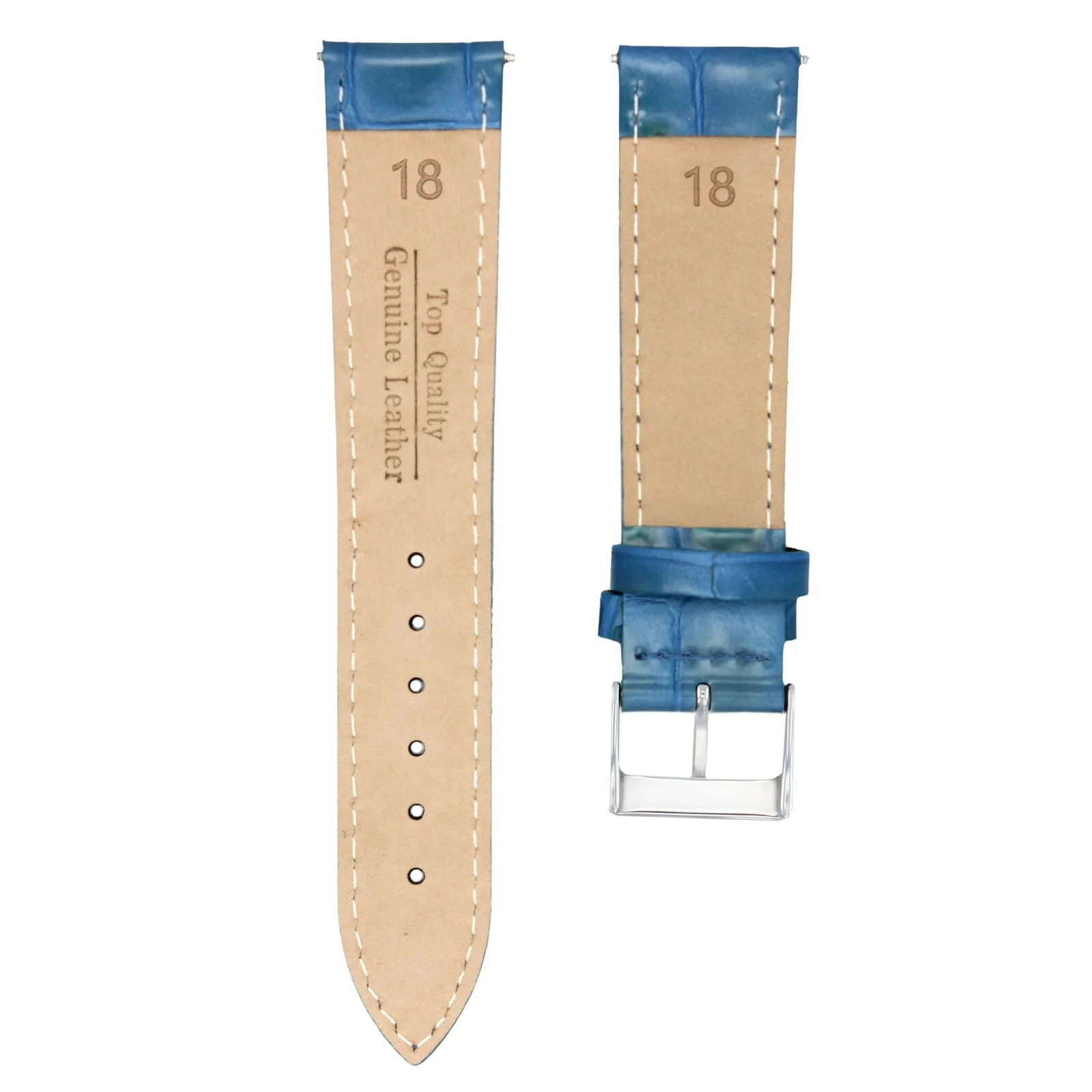 19MM  ITALIAN LEATHER WATCH BAND STRAP FOR BULOVA ACCUTRON WATCH LIGHT BLUE