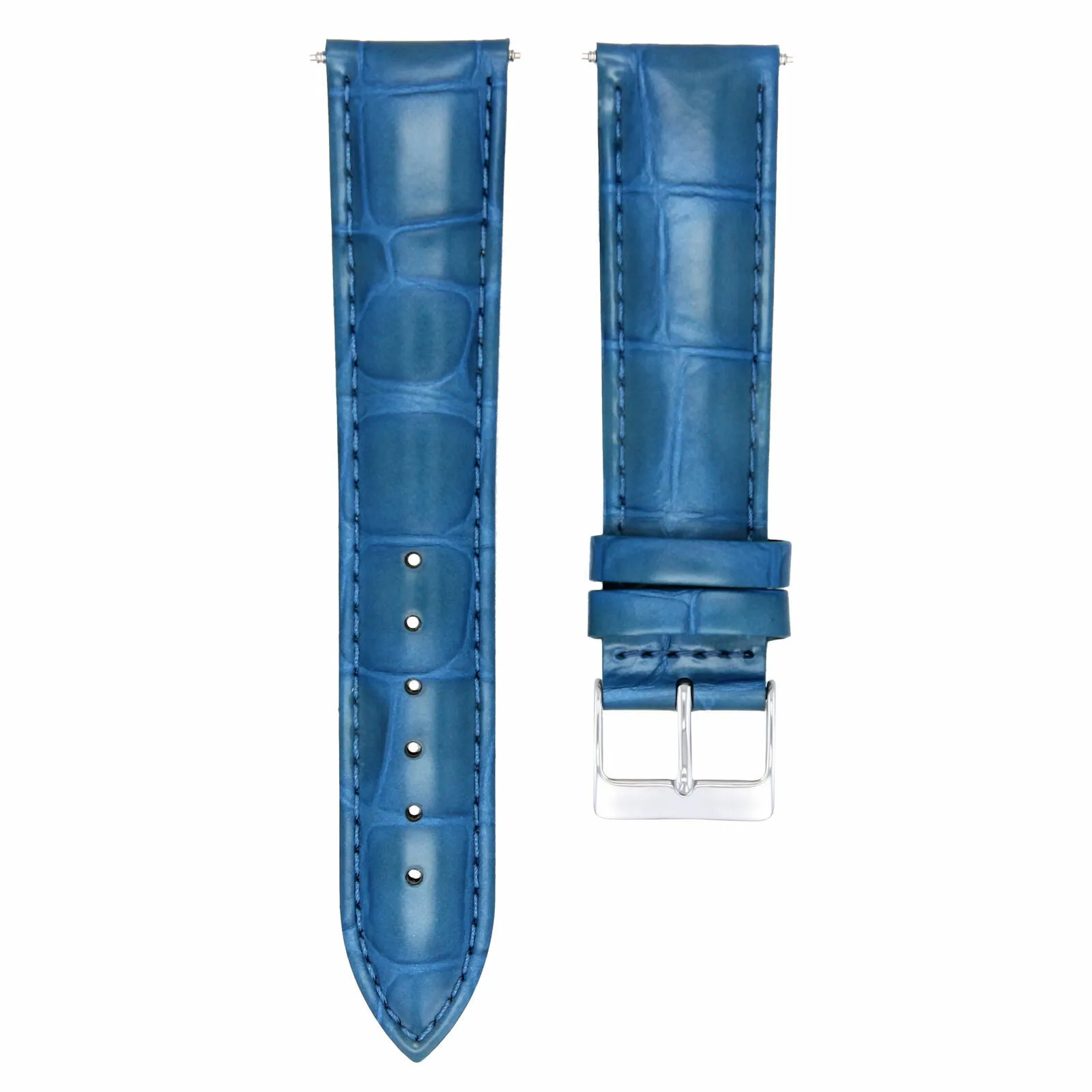 19MM  ITALIAN LEATHER WATCH BAND STRAP FOR BULOVA ACCUTRON WATCH LIGHT BLUE