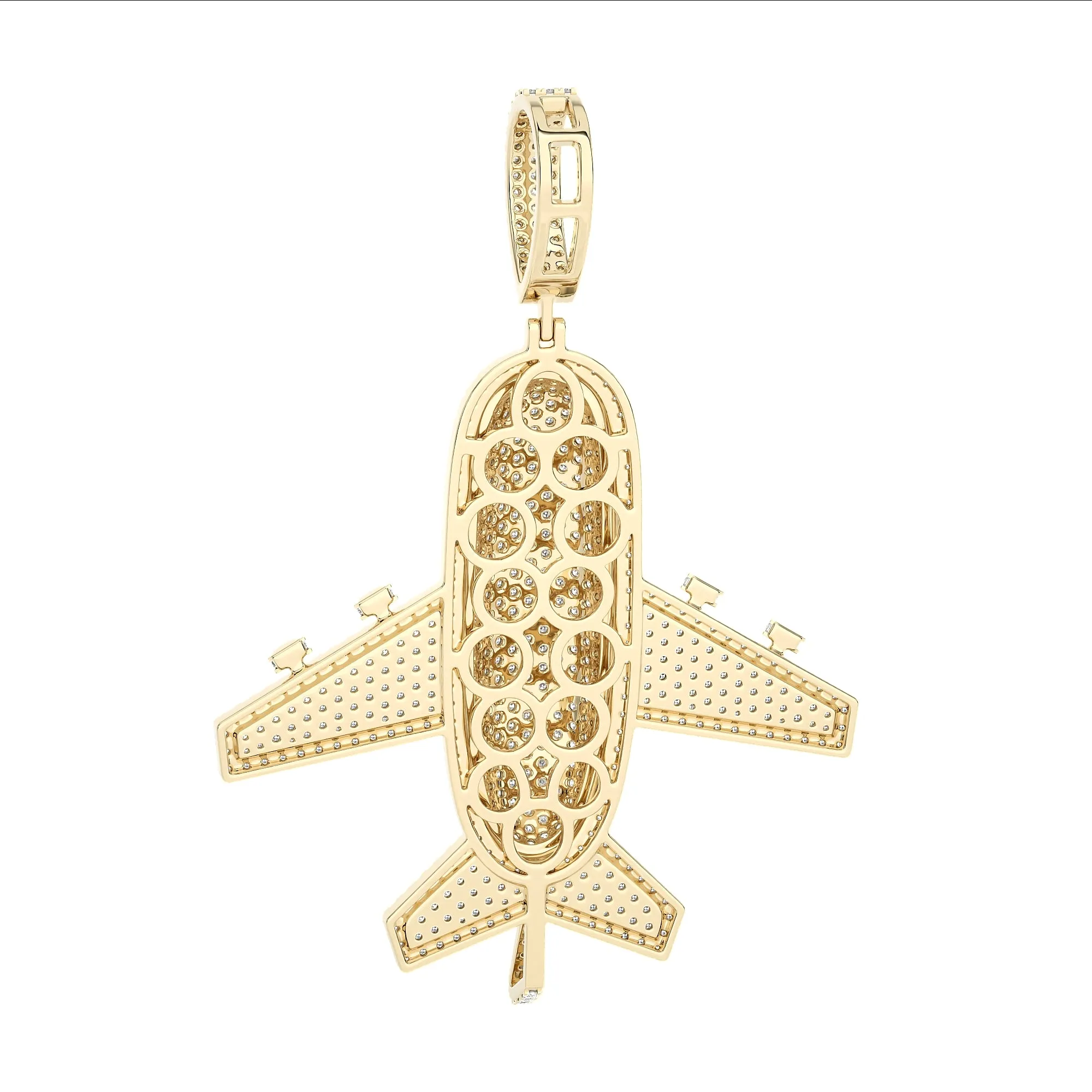 2 1/4" Diamond Airplane Pendant 2.37ct 14K Yellow Gold