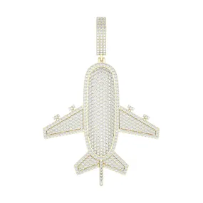2 1/4" Diamond Airplane Pendant 2.37ct 14K Yellow Gold
