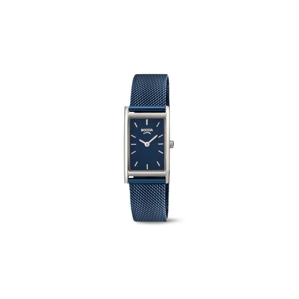 3304-01 - Ladies Titanium Blue Square Dial Watch