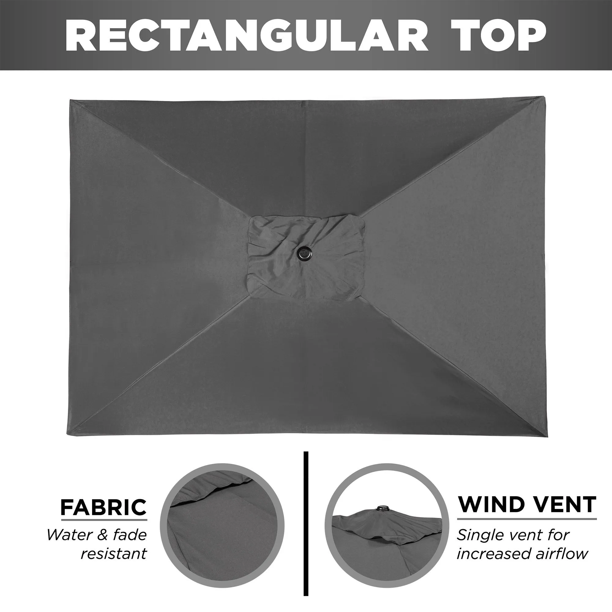 8x11ft Rectangular Patio Umbrella w/ Easy Crank, UV-Resistant Fabric
