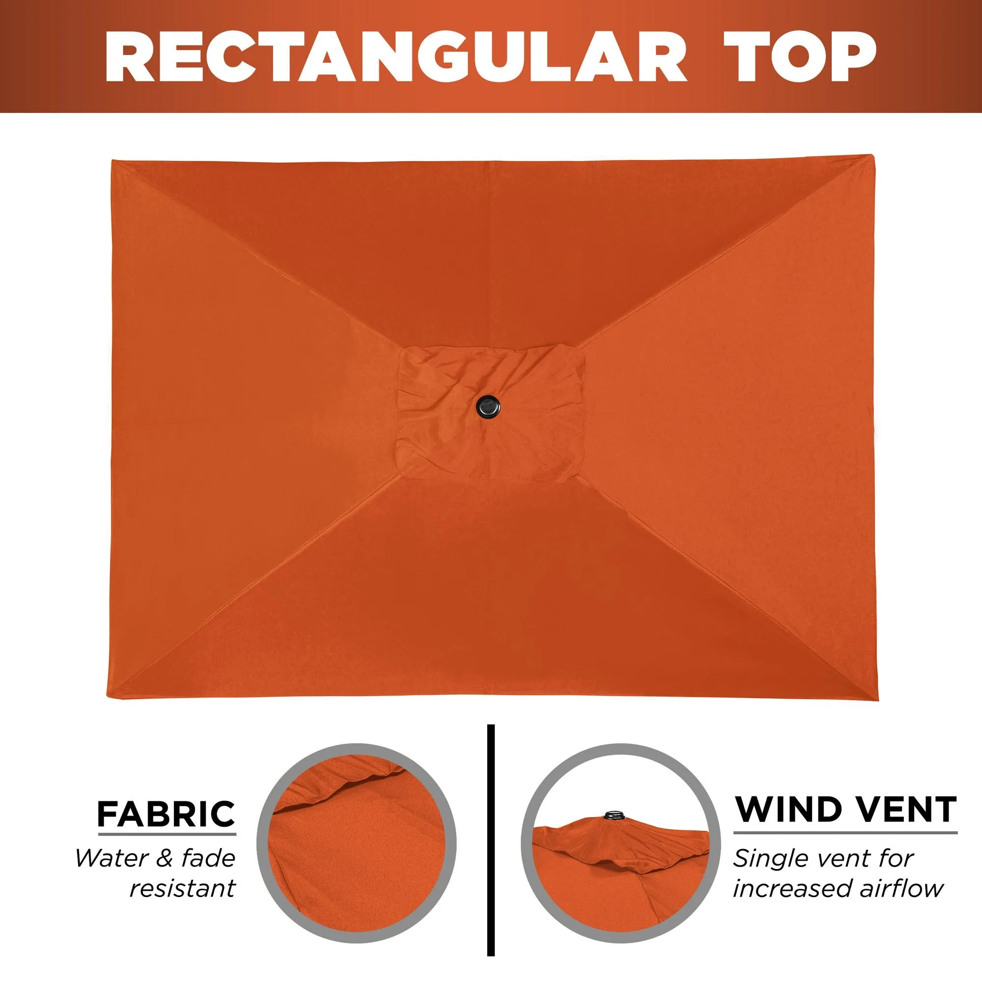 8x11ft Rectangular Patio Umbrella w/ Easy Crank, UV-Resistant Fabric