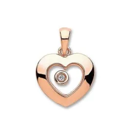 9K Rose Gold Heart & Floating Diamond Pendant