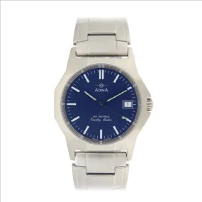 Adina Gents Stainless Steel Country Master, Blue Dial, 100m, Date, Index