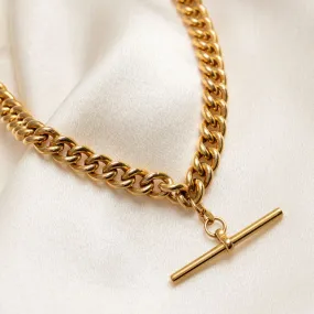 Albert T-Bar Curb Necklace | 9ct Gold