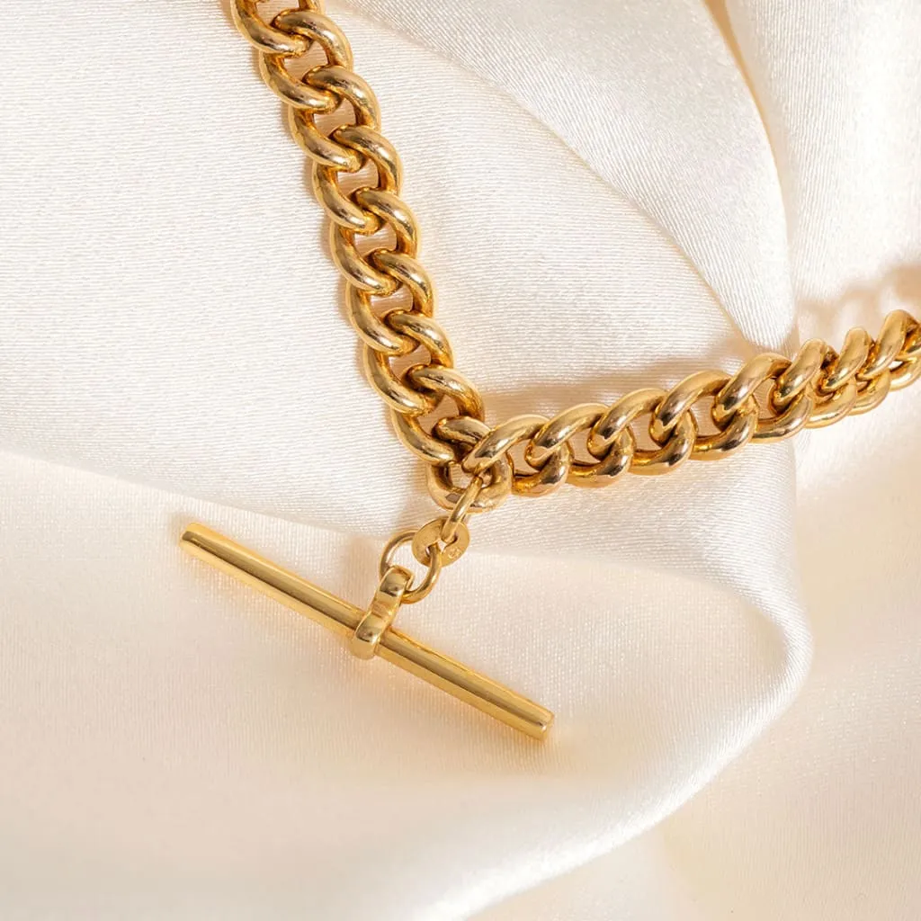 Albert T-Bar Curb Necklace | 9ct Gold