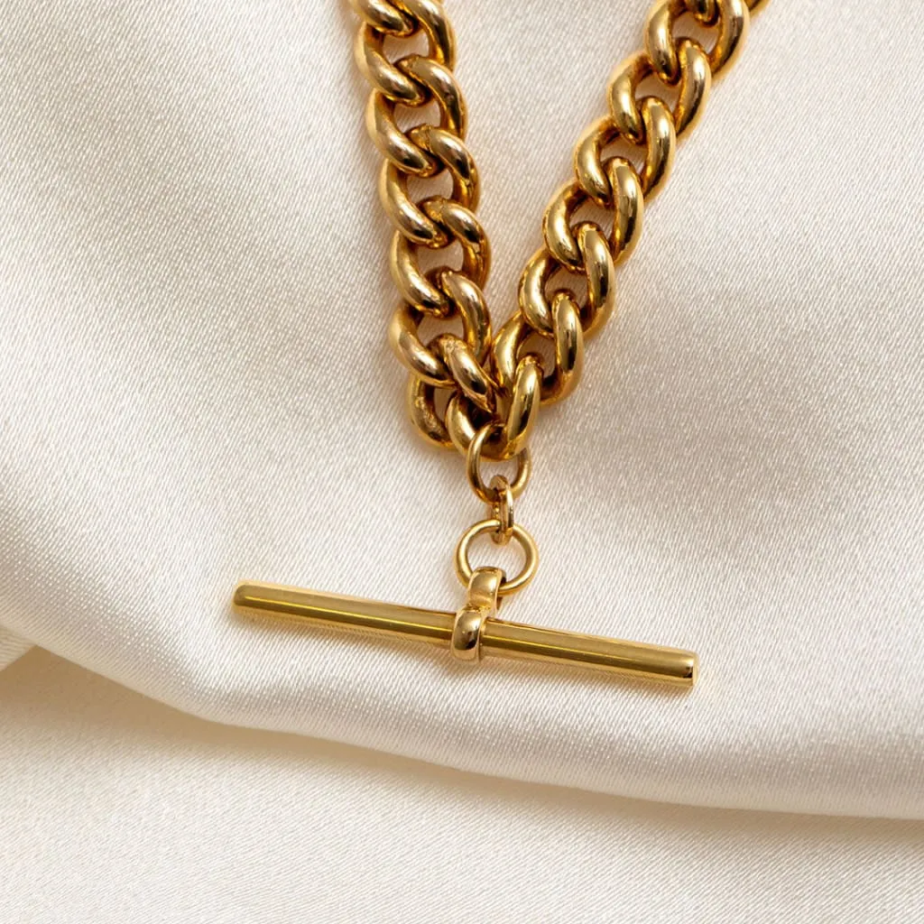Albert T-Bar Curb Necklace | 9ct Gold