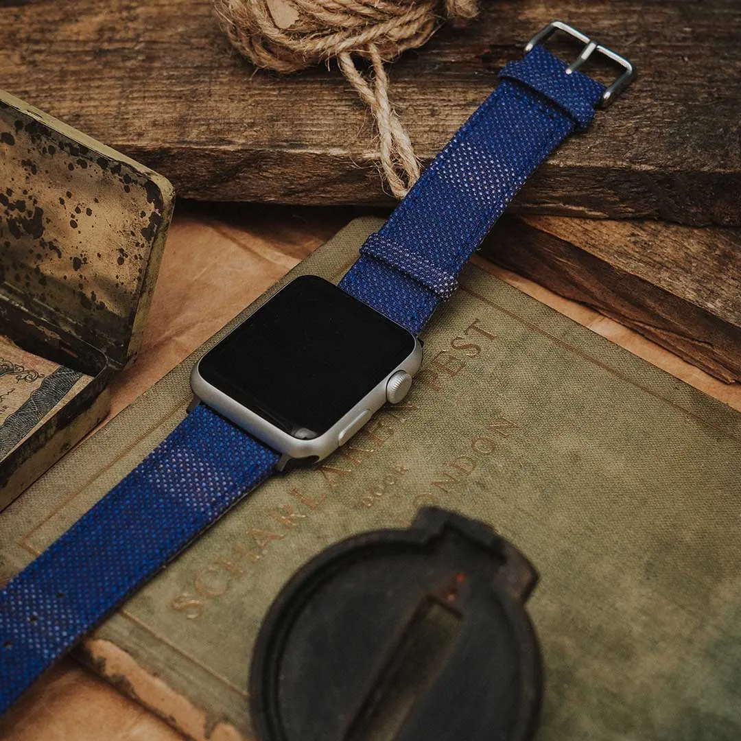 Apple Watch BRIGHT BLUE weave effect w BROWN/LIGHT BLUE WINDOWPANE