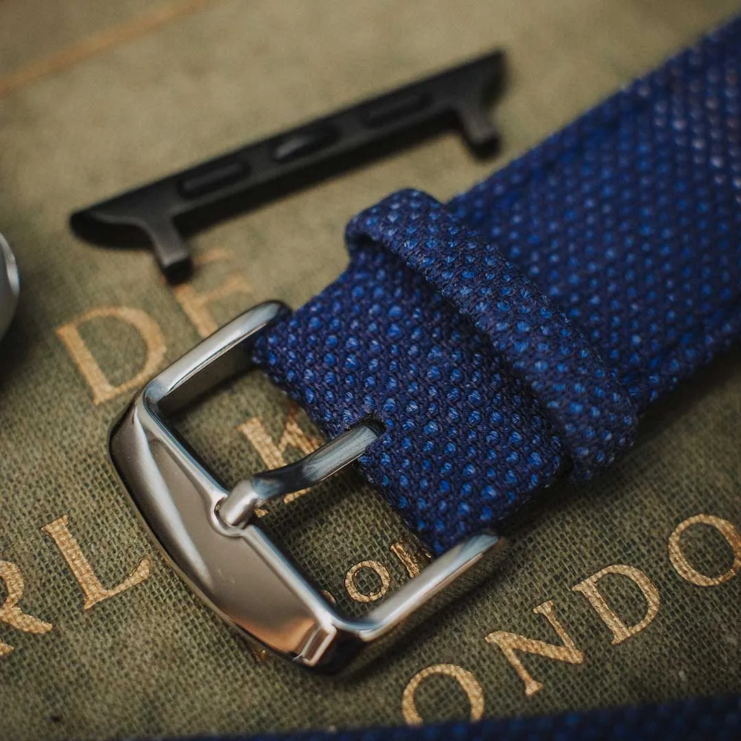 Apple Watch BRIGHT BLUE weave effect w BROWN/LIGHT BLUE WINDOWPANE