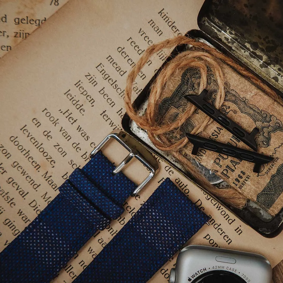 Apple Watch BRIGHT BLUE weave effect w BROWN/LIGHT BLUE WINDOWPANE