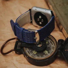 Apple Watch BRIGHT BLUE weave effect w BROWN/LIGHT BLUE WINDOWPANE