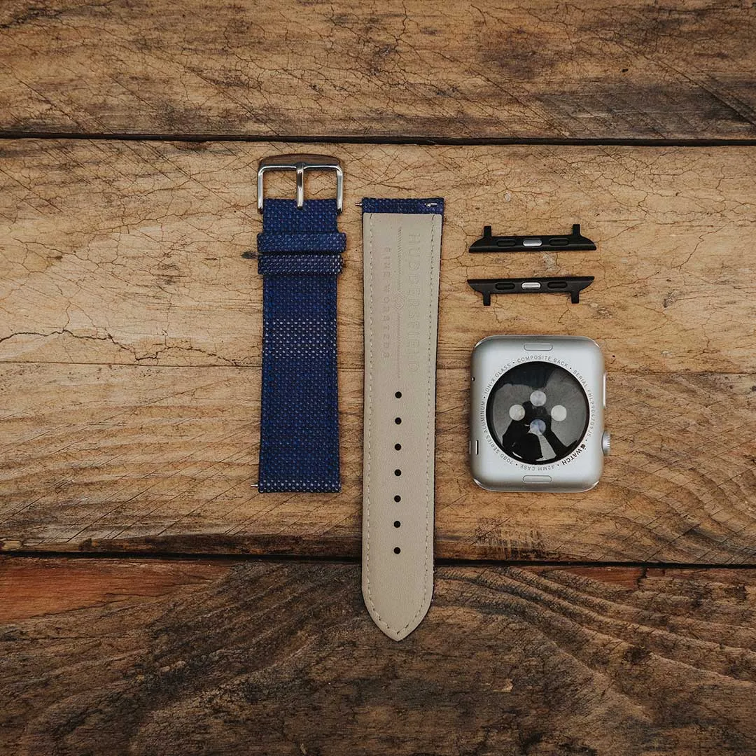 Apple Watch BRIGHT BLUE weave effect w BROWN/LIGHT BLUE WINDOWPANE