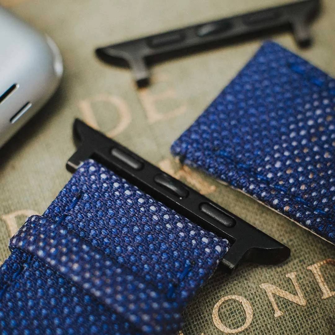 Apple Watch BRIGHT BLUE weave effect w BROWN/LIGHT BLUE WINDOWPANE