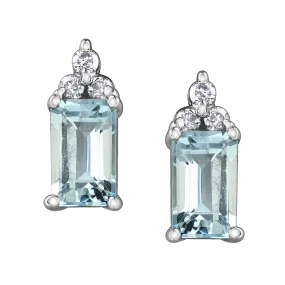 Aquamarine and Diamond Stud Earrings
