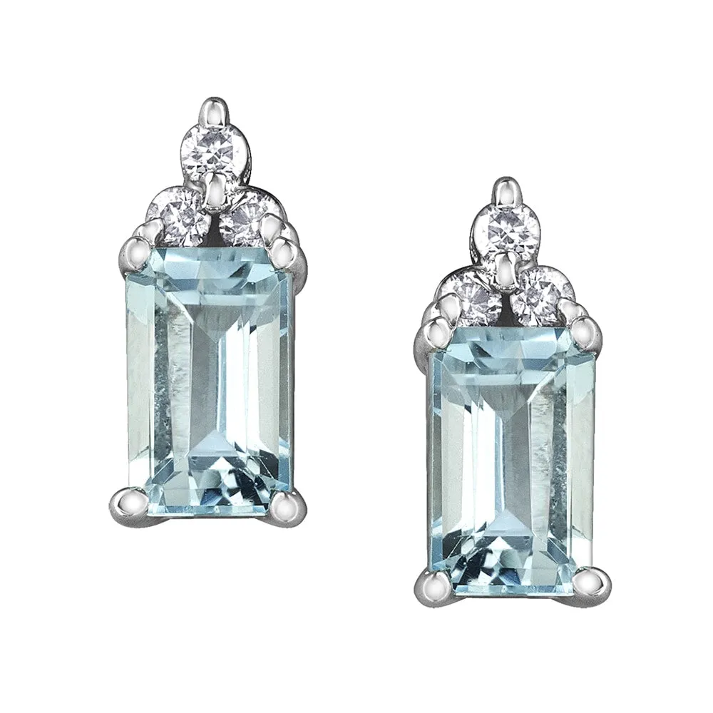 Aquamarine and Diamond Stud Earrings