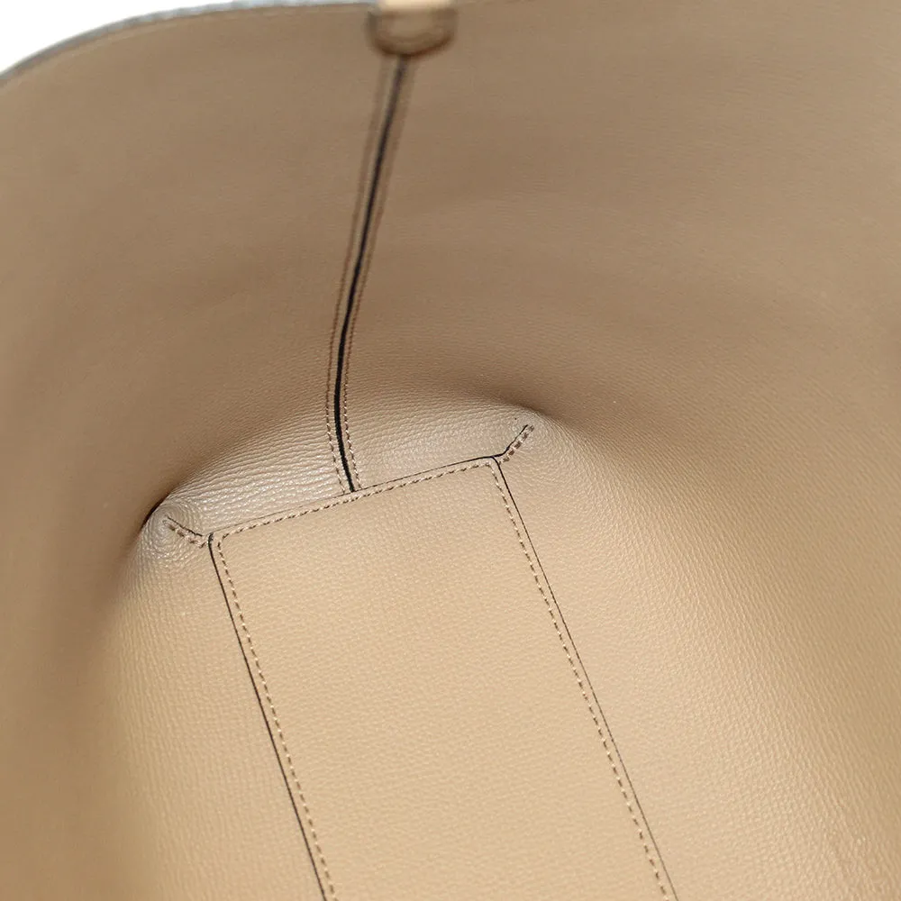 Authentic Burberry Beige Grainy Calfskin Haymarket Check Medium Reversible Tote