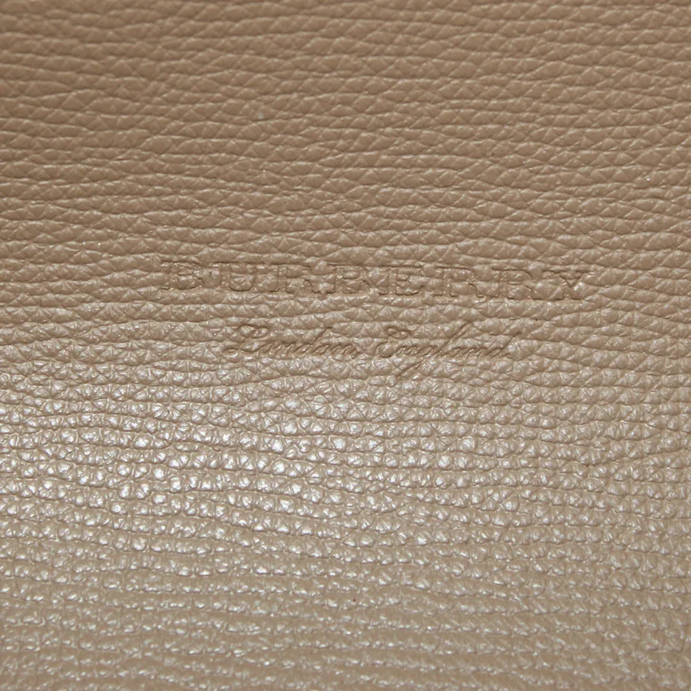 Authentic Burberry Beige Grainy Calfskin Haymarket Check Medium Reversible Tote