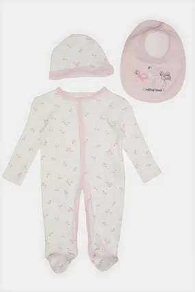 Baby Pink Sleepsuit Gift Set (3 Piece)