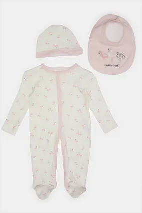 Baby Pink Sleepsuit Gift Set (3 Piece)