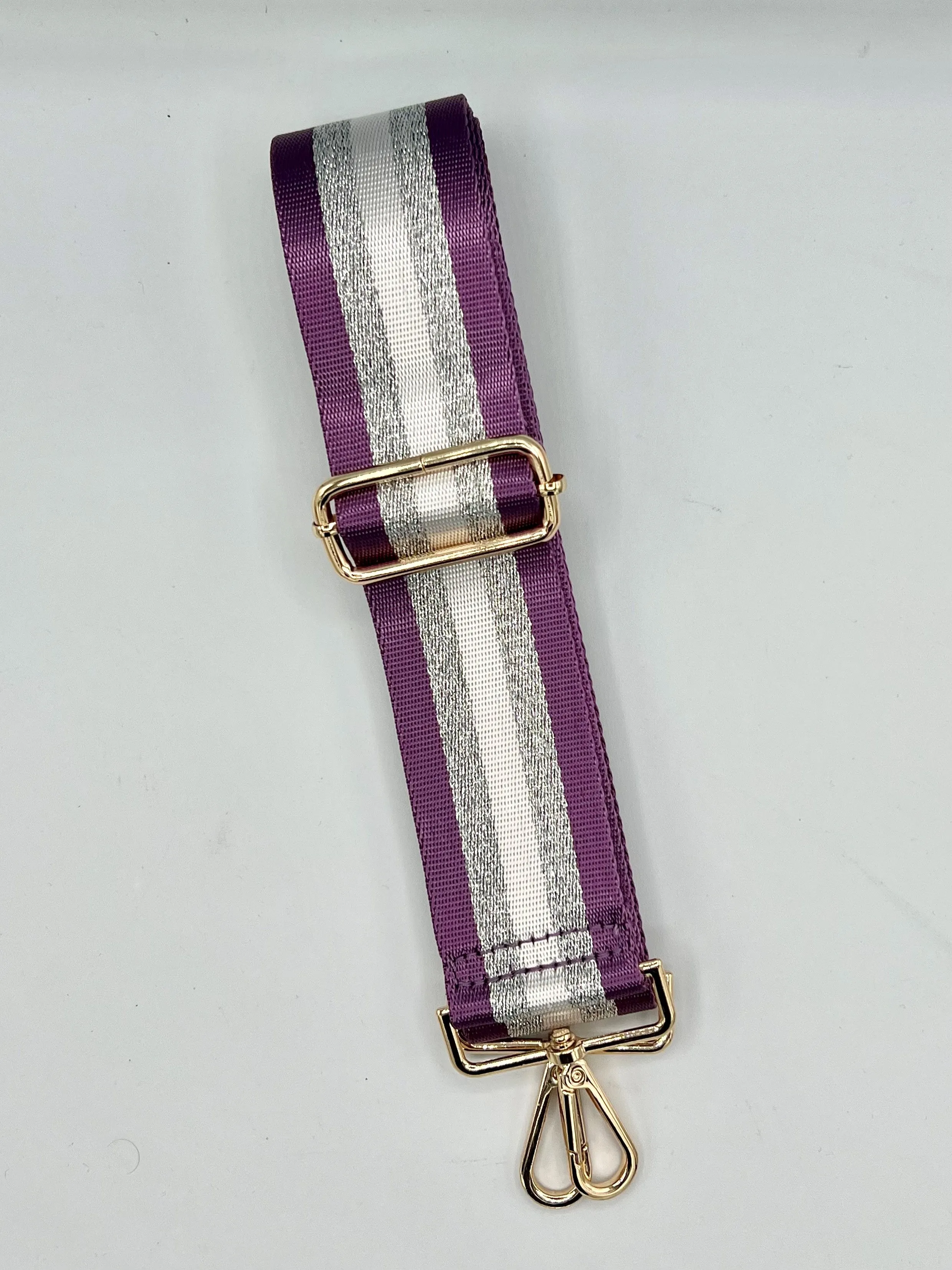 Bag Strap 63 - Purple & Silver Stripe