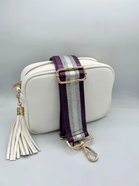 Bag Strap 63 - Purple & Silver Stripe